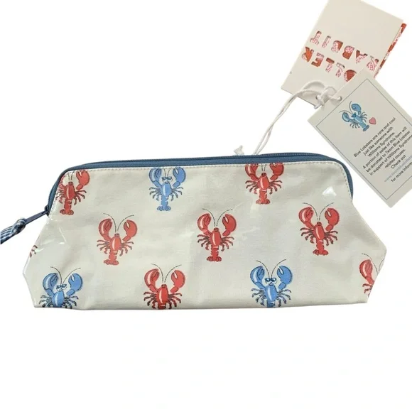 🦞 NWT small Roller Rabbit Lobster Print Cosmetic Pouch. RARE 🦞 - Picture 9 of 10
